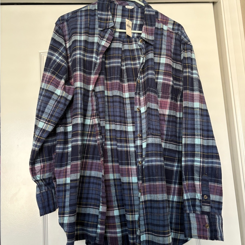 Aerie Blue and Purple Plaid Shirt
